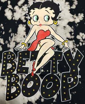 Betty Boop Fleischer Studios Graphic T-Shirt Bleach Wash, Size Medium